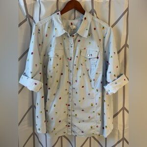 CJ Banks Striped Shirt with Fruit Print